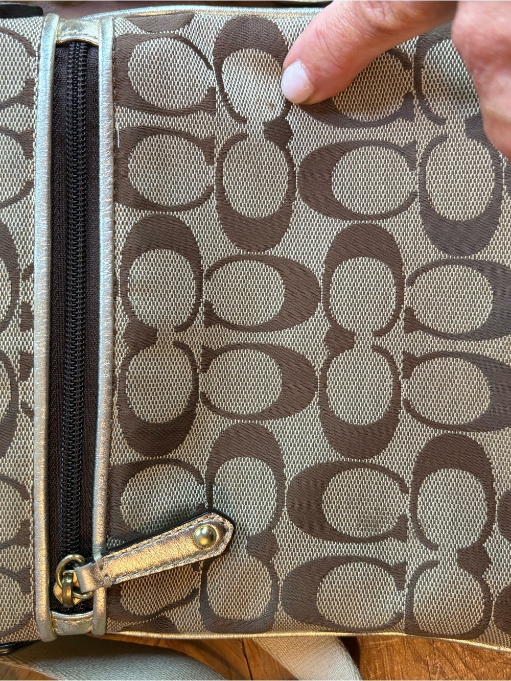 Coach Brown Signature Crossbody with Gold Floral Appliqué - Picture 4 of 9